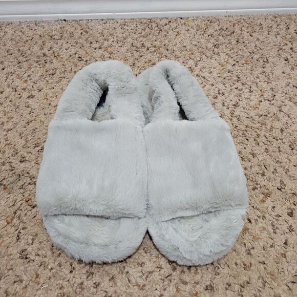 RACHEL Rachel Roy Ruby Plush Gray Slingback Furry Slipper Size L 9-10 - Picture 6 of 7